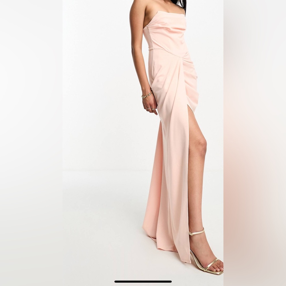 ASOS DESIGN bandeau soft corset maxi dress in blush
